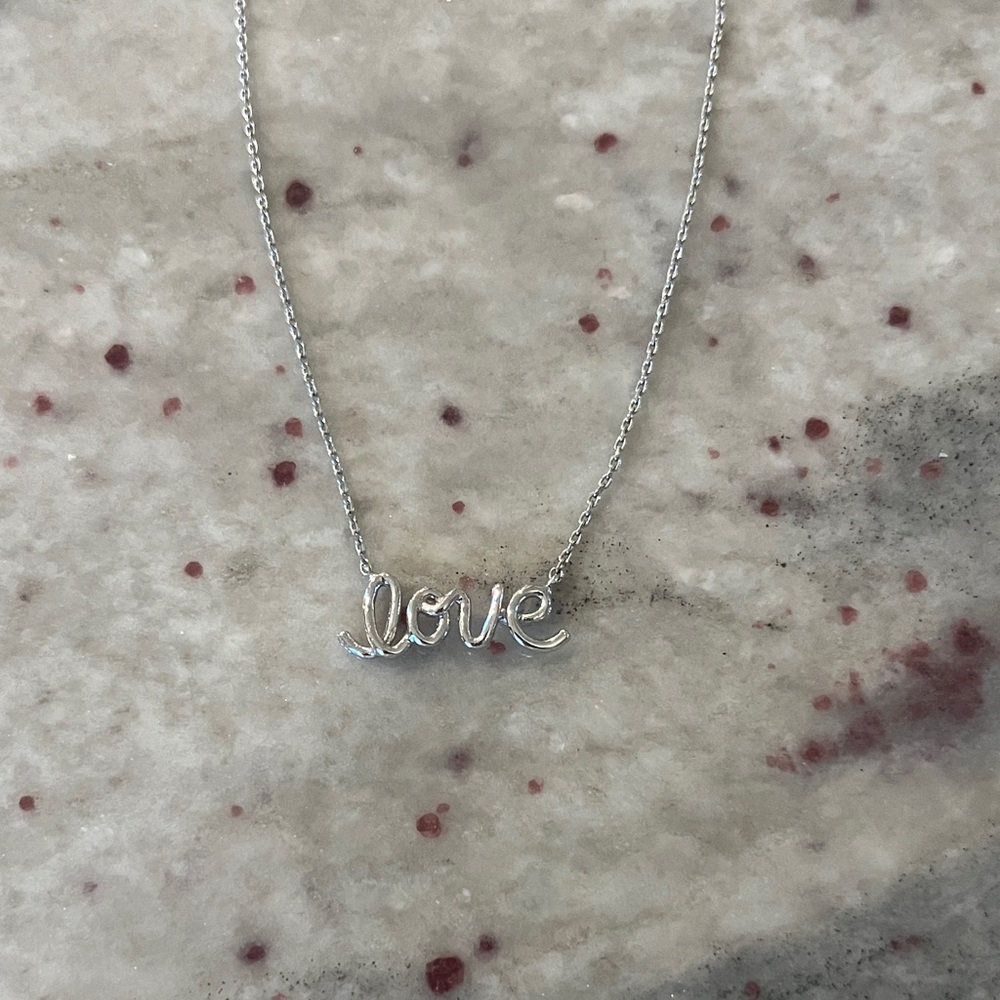 Silver 'Love' Necklace- 8”